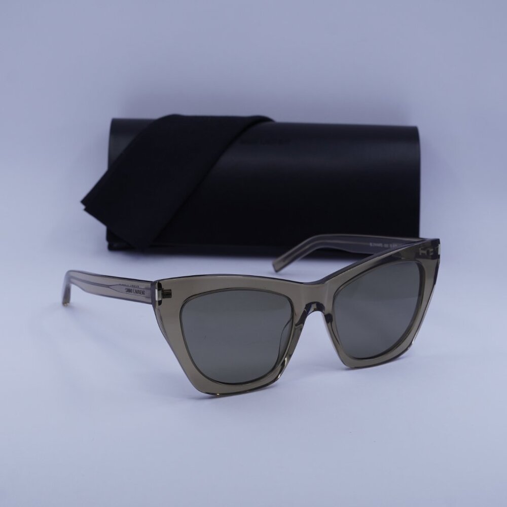 Saint Laurent SL214 KATE 025 Cat Eye Sunglasses - Transparent Brown/Grey